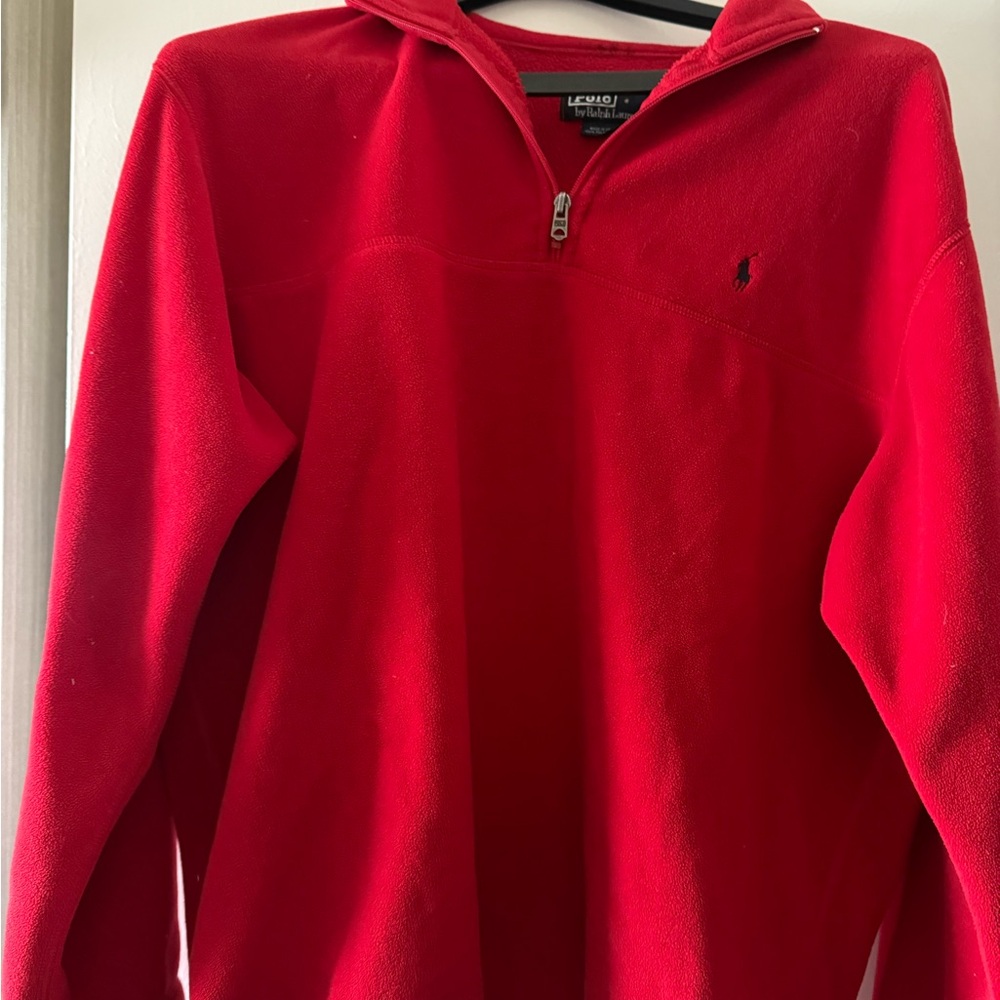 Ralph Lauren Red Quarter Zip-Up Sweater fleece - vintage